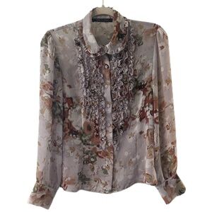 Violet & Claire Floral Ruffle Blouse - Multicolor